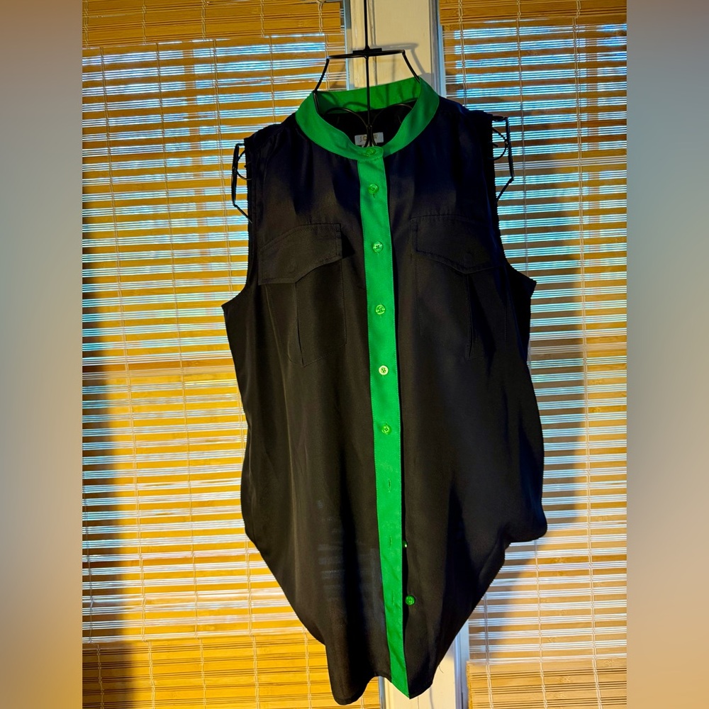 J. Crew Navy and Green Sleeveless Top